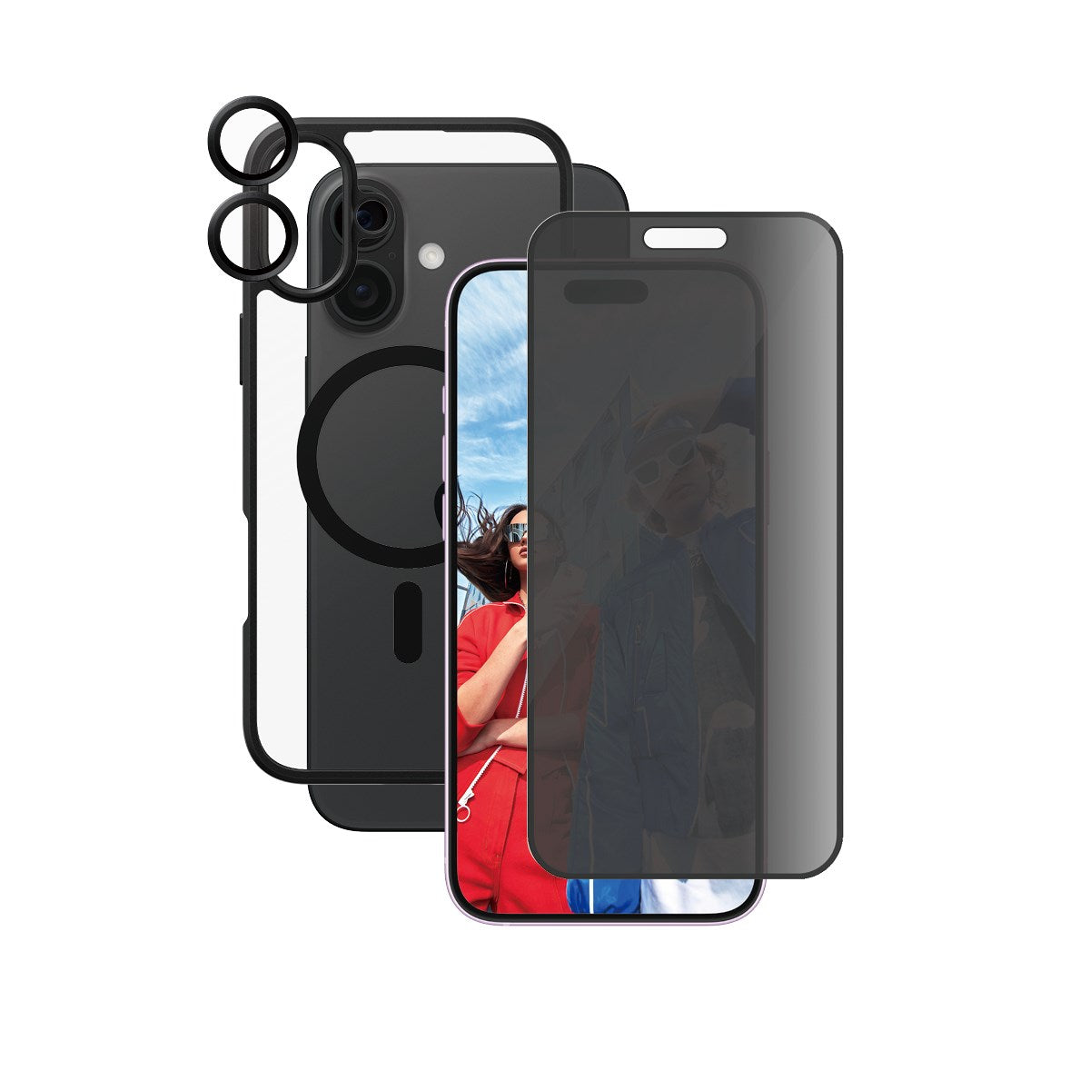CARE by PanzerGlass® Flagship 3-in-1 Privacy Set iPhone 16 Plus